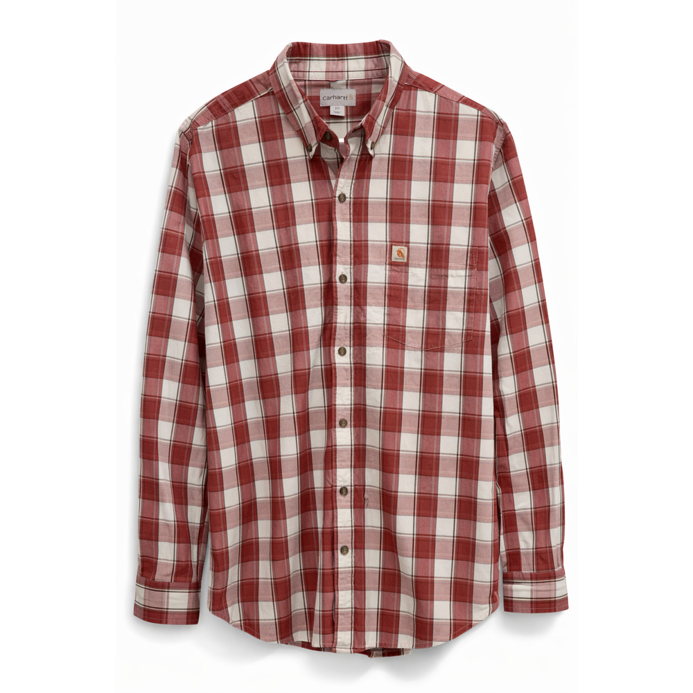 Carhartt 102817 647 Plaid Button Up Work Shirt Men’s 2XL Long Sleeve Collared